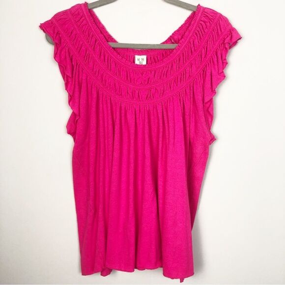 FREE PEOPLE | WE THE FREE Coconut Gathered Flutter Sleeve Pink Top Women’s Small - Picture 3 of 9